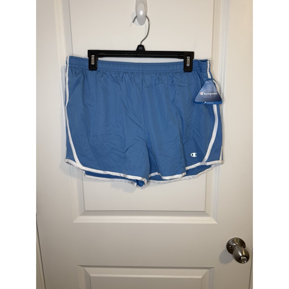 Champion Women's Moisture Wicking Athletic Shorts Size Large Blue Running 3 Inch